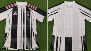 Juventus 2025-2026 thuisshirt gelekt: opvallende barcode-look en een vleugje roze