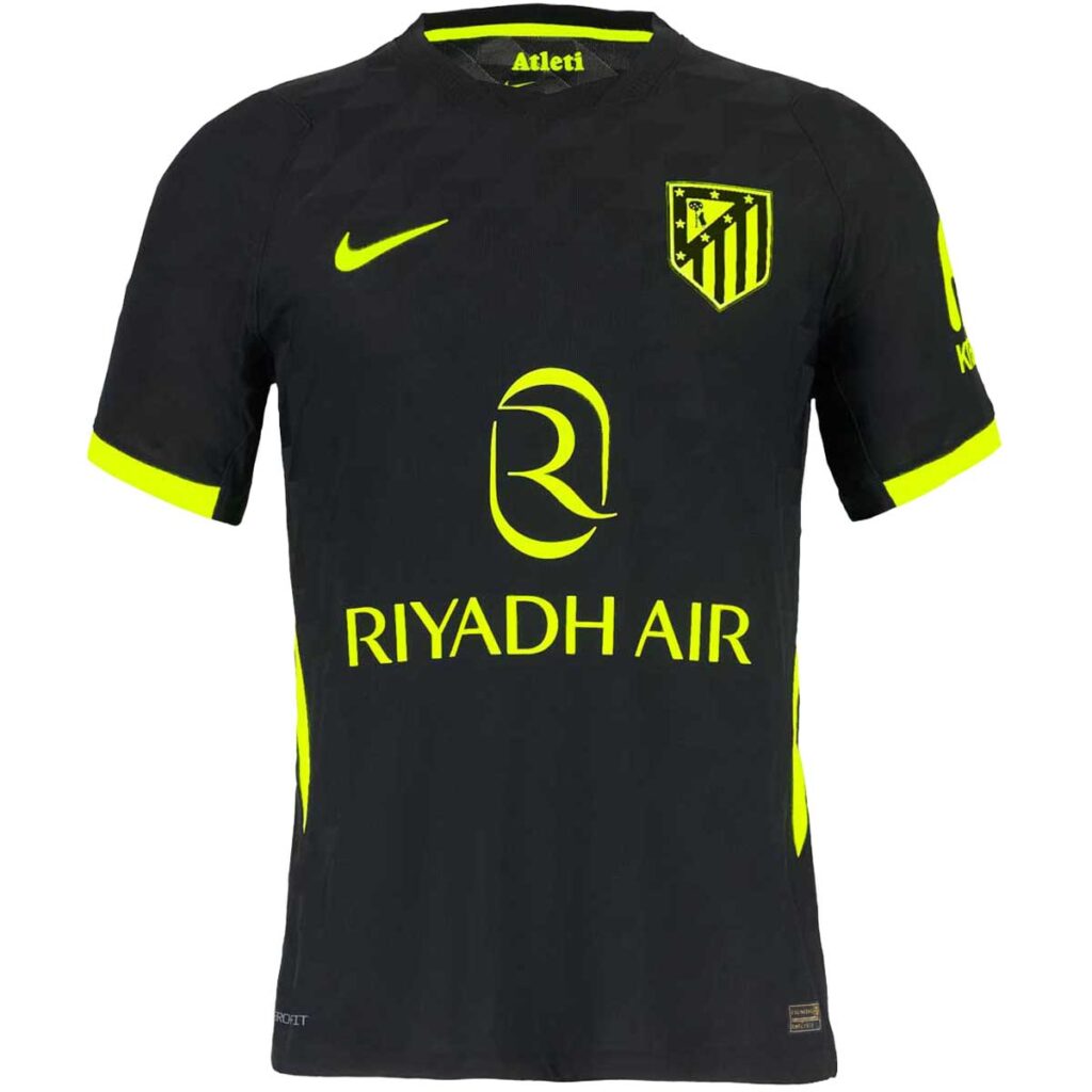 Detail Nike Atlético Madrid uitshirt 2026/27 zwart neon groen