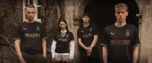 Borussia Mönchengladbach Uitshirt 2026/27: Zwart met Brons en Retro Typografie